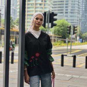 Midnight Forest Cotton Crochet Embellished Top